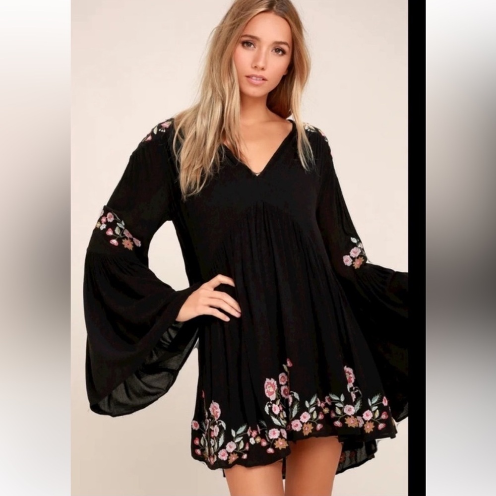 FREE PEOPLE Moody Floral Embroidered Dress